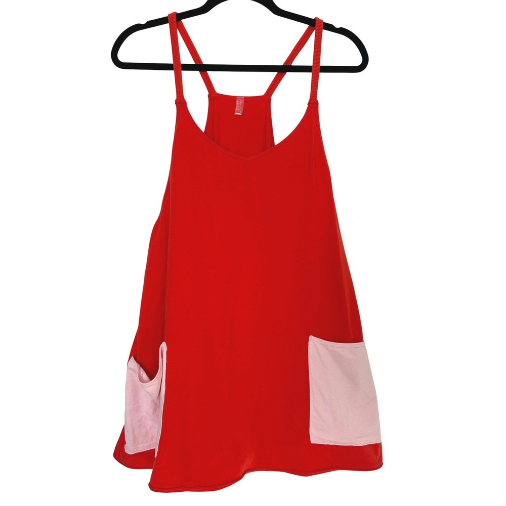 FP Movement Hot Shot Mini Dress L Red Pink Mini Dress Pockets Tennis Active